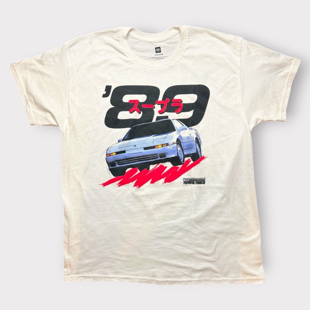 Toyota Supra Turbo 89 Graphic T-Shirt Mens Large White JDM Car Tee Cotton